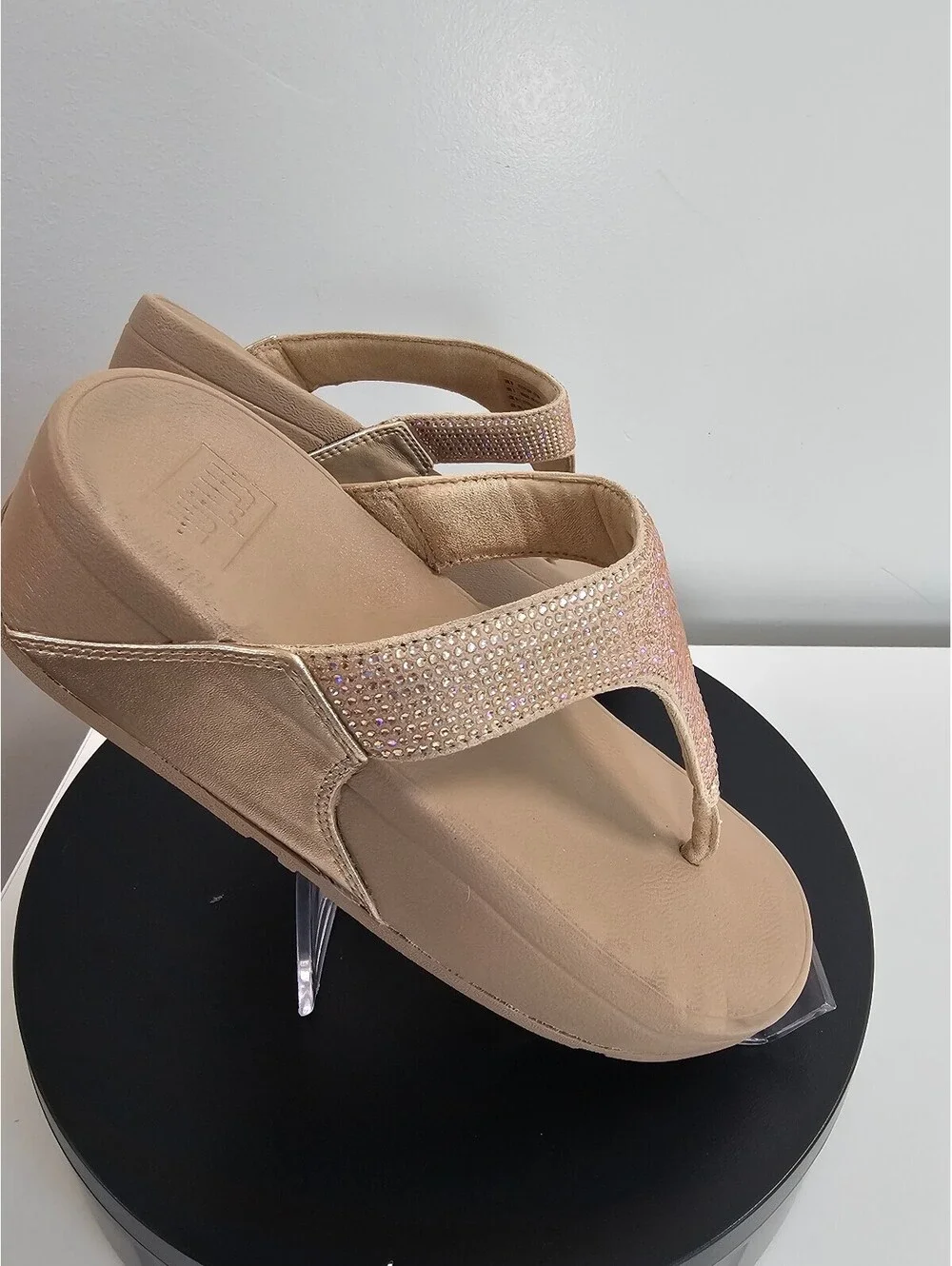 FitFlop Women's Nude Wedge Sandals with Rhinestone Detail